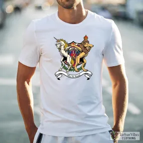 Blane Family Crest Cotton Men's T-Shirt with Scotland Royal Coat Of Arm Funny Style