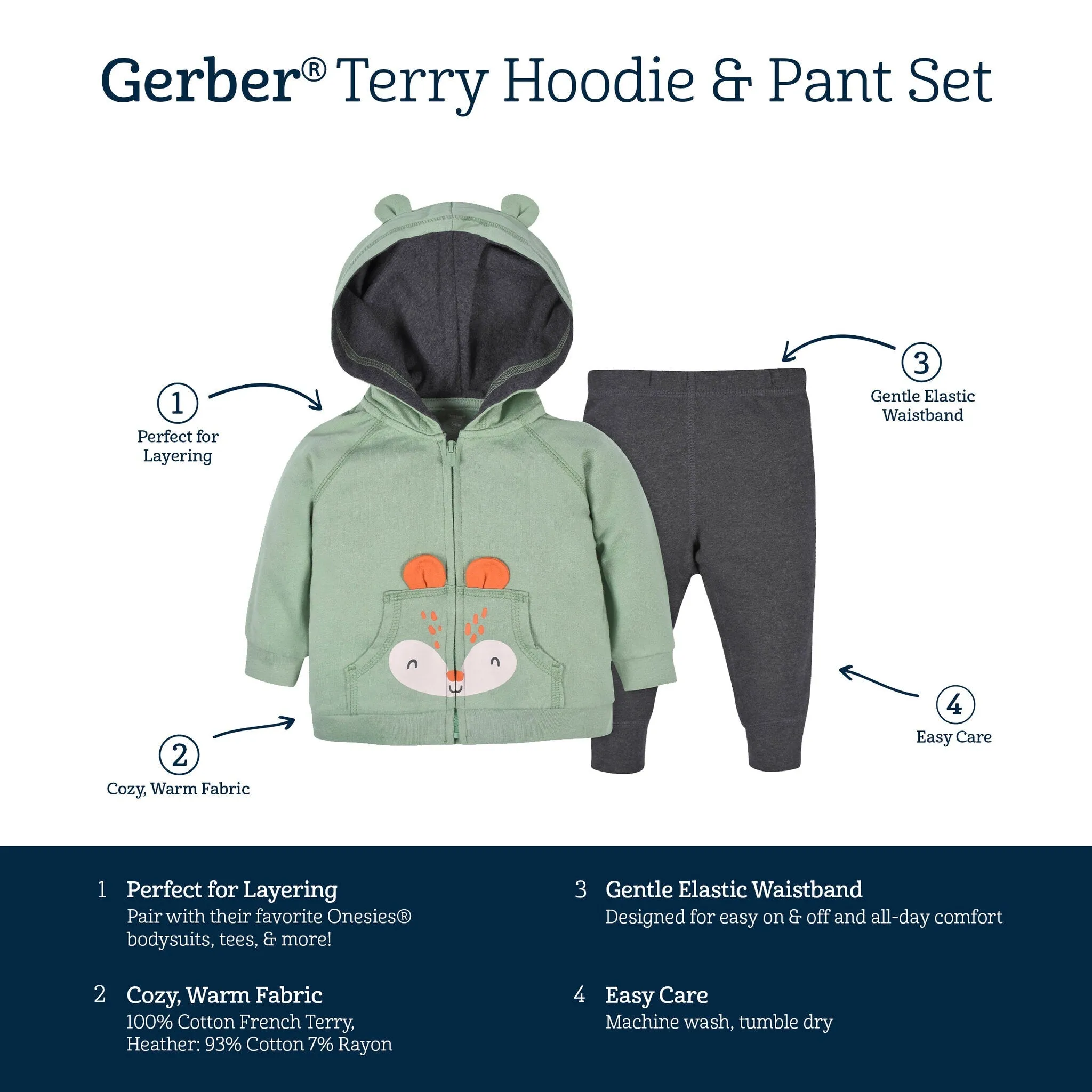 ® 2-Piece Toddler Pre-Pack Boys Fox Terry Zip Hoodie & Joggers Set