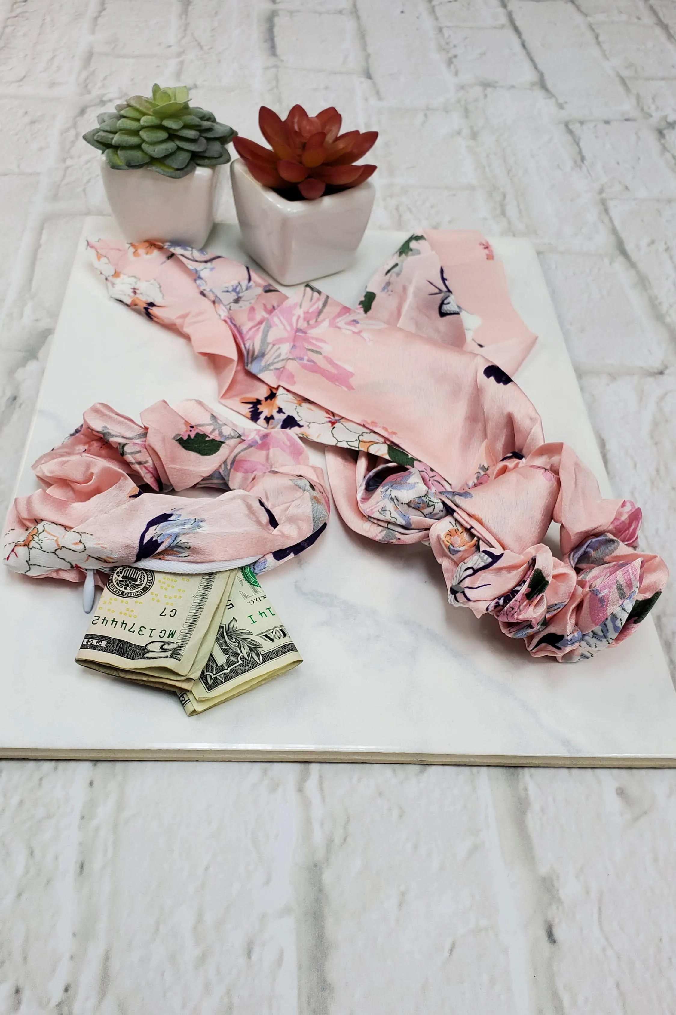 #10 Pink Floral Scrunchie Set