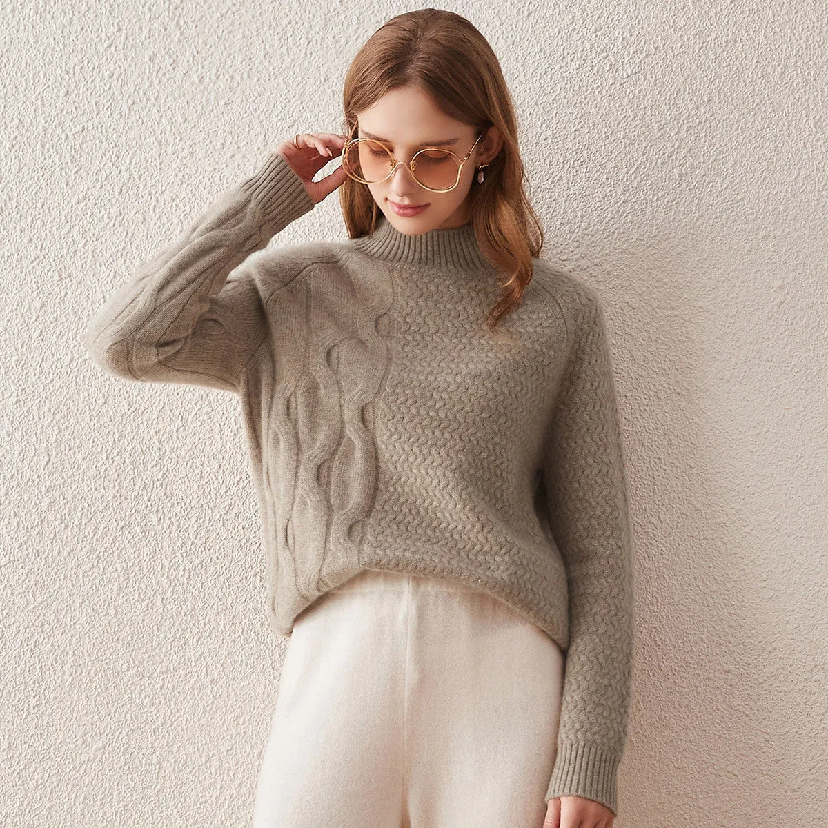 100% Cashmere Mock Neck Knit Sweater