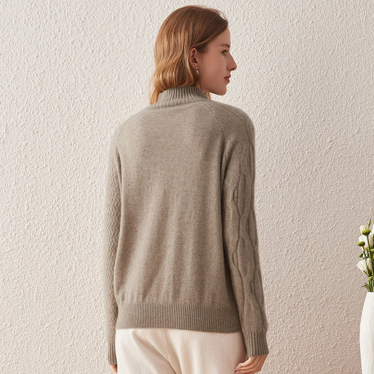 100% Cashmere Mock Neck Knit Sweater