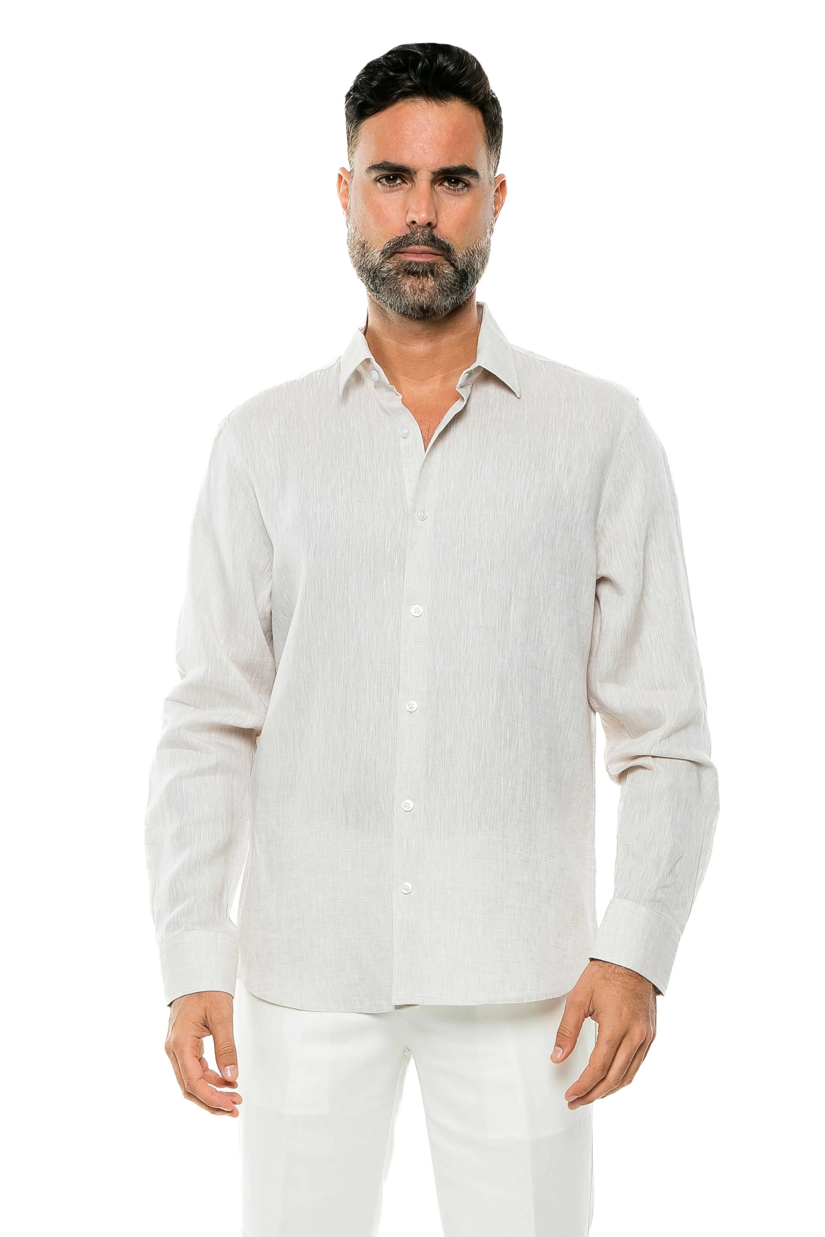 100% Linen Yarn Dyed Classic Casual Resort Style Shirt