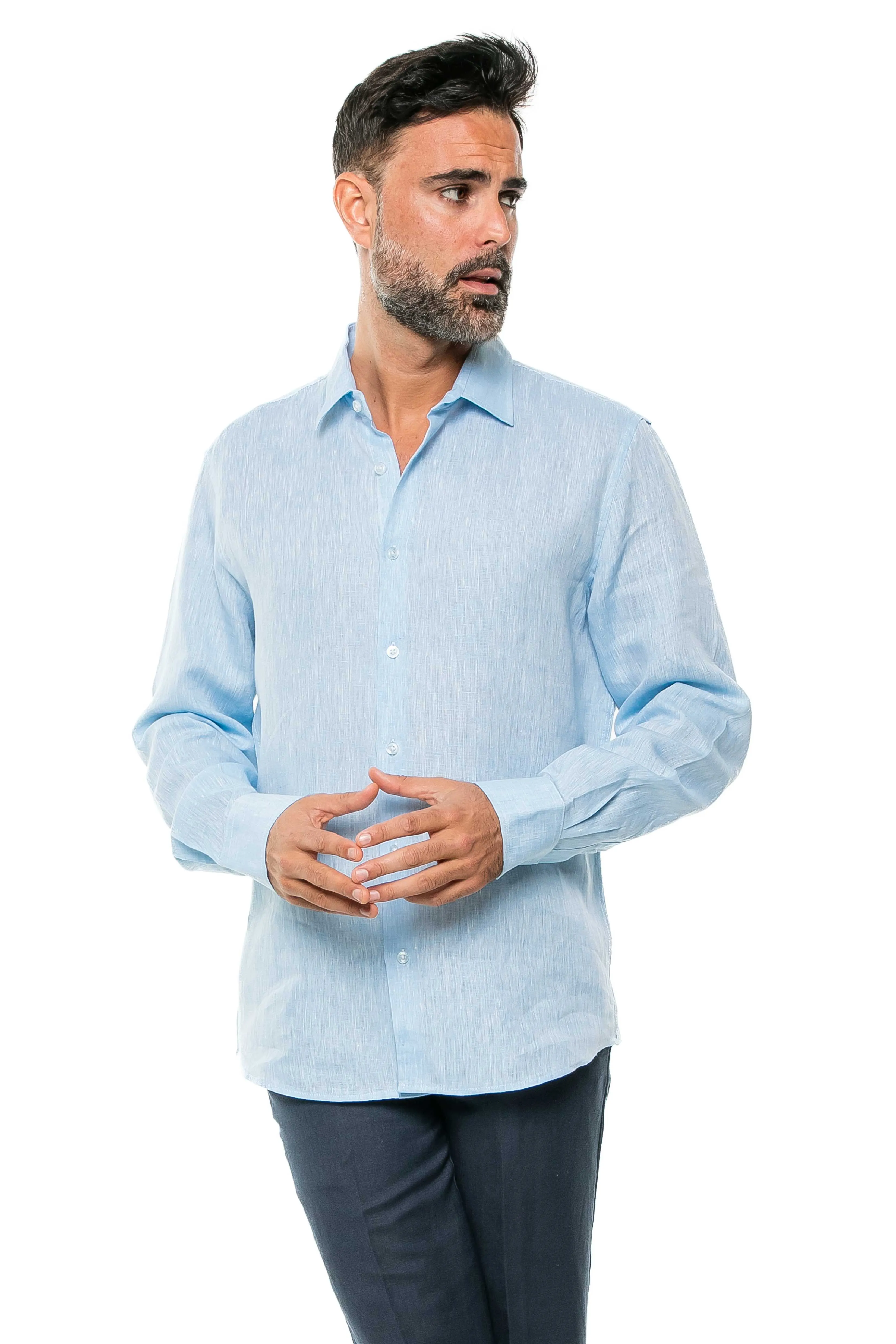 100% Linen Yarn Dyed Classic Casual Resort Style Shirt