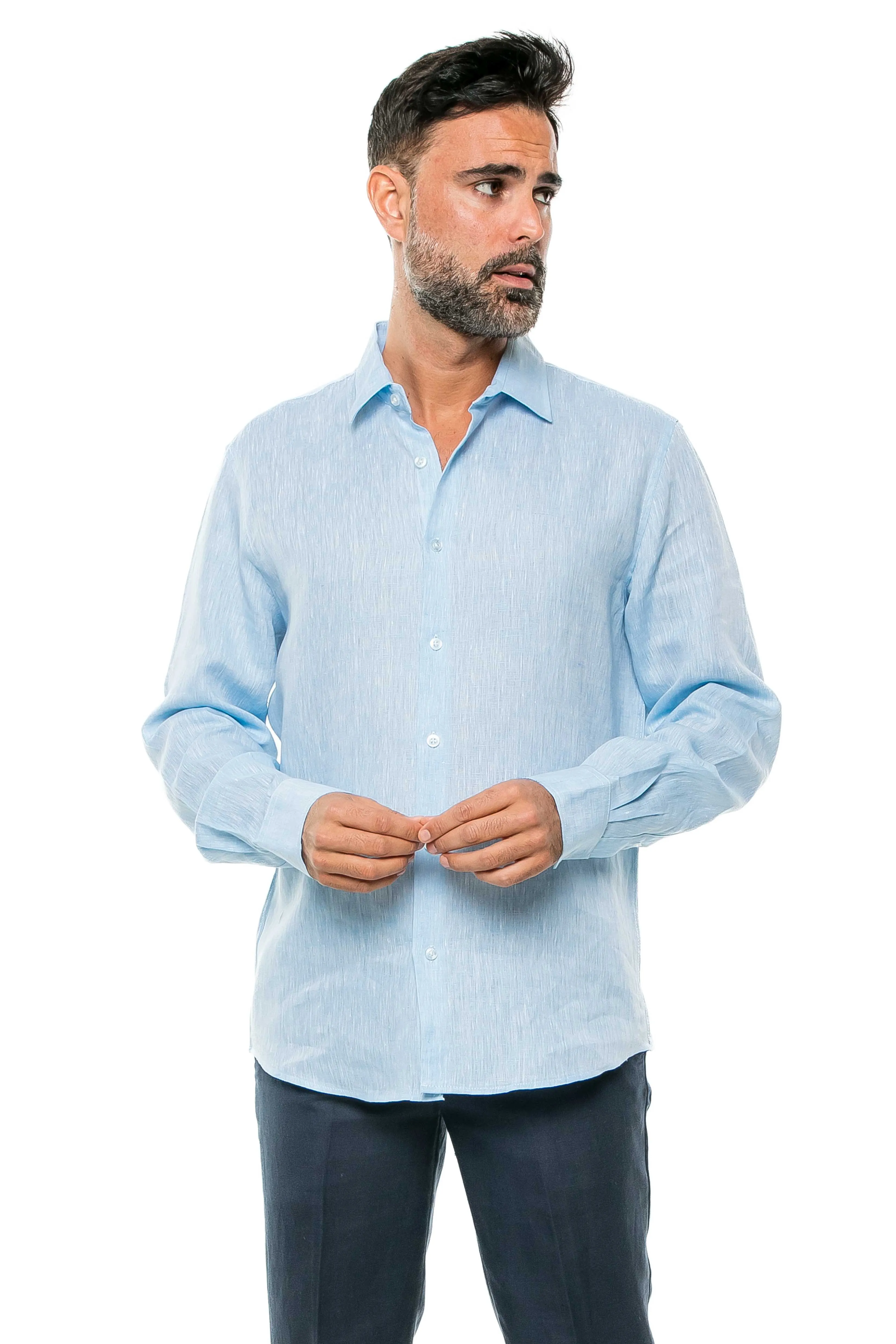 100% Linen Yarn Dyed Classic Casual Resort Style Shirt