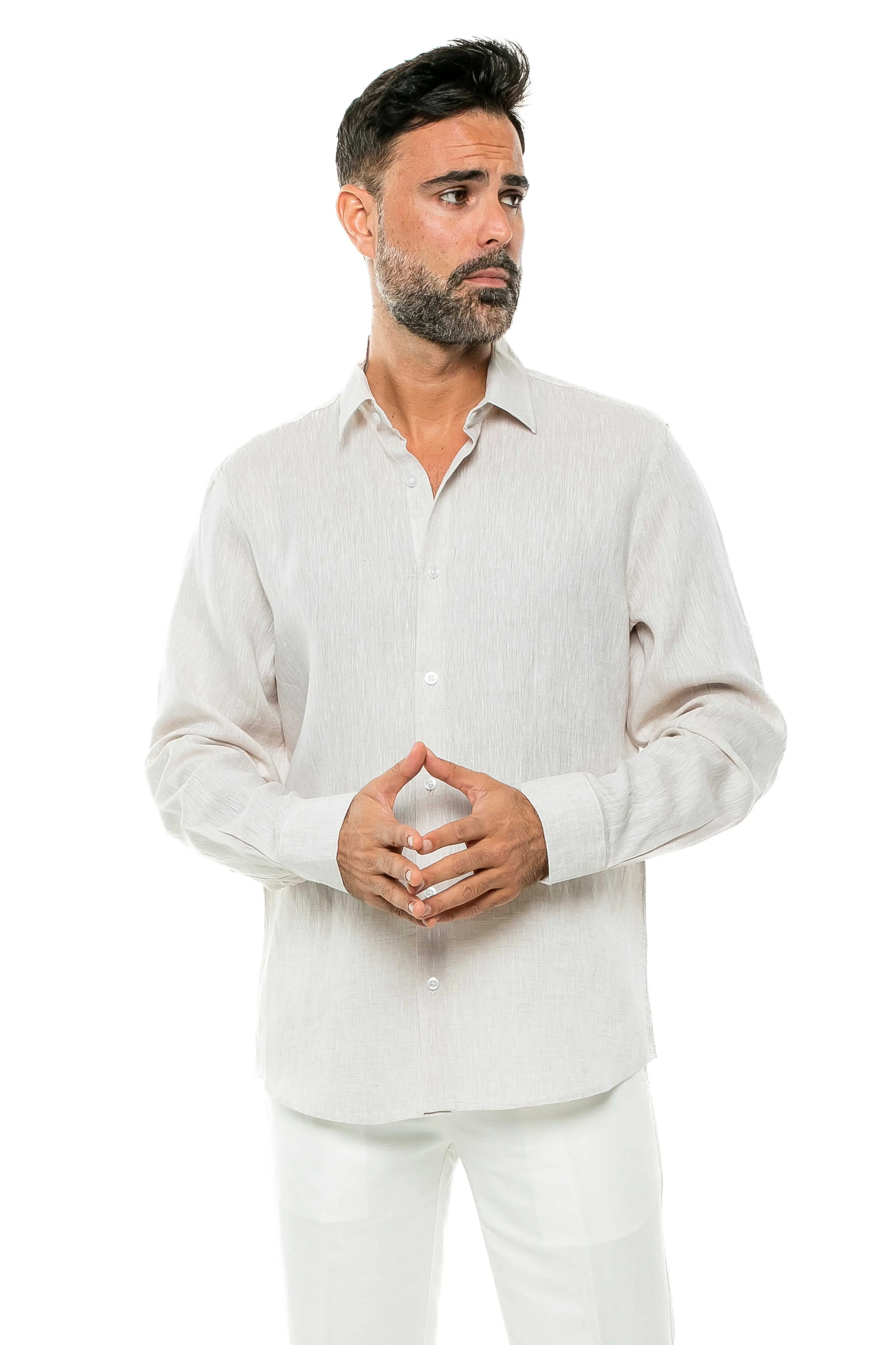 100% Linen Yarn Dyed Classic Casual Resort Style Shirt