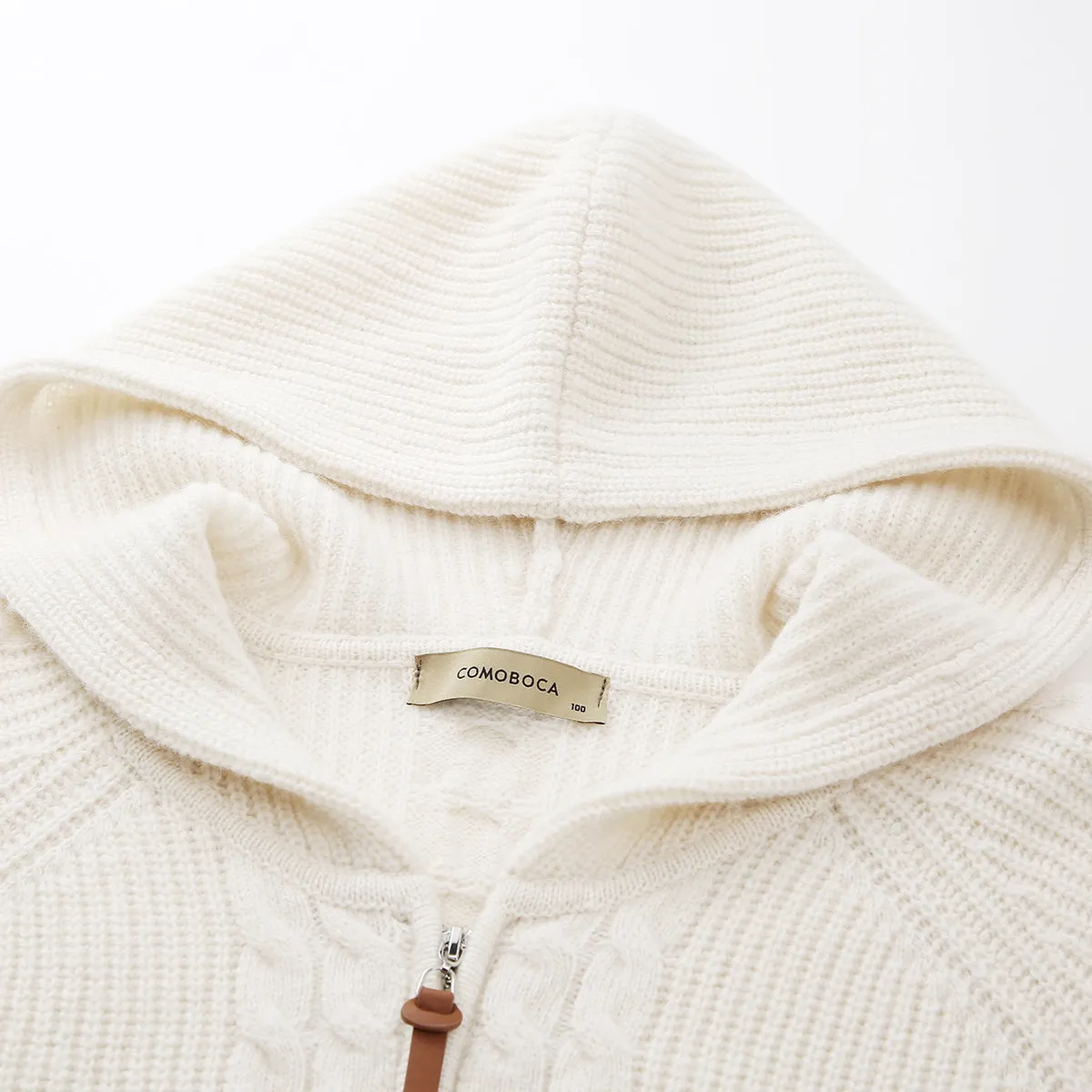 100% Wool Cardigan Womens Cozy Cable Knit Hoodie