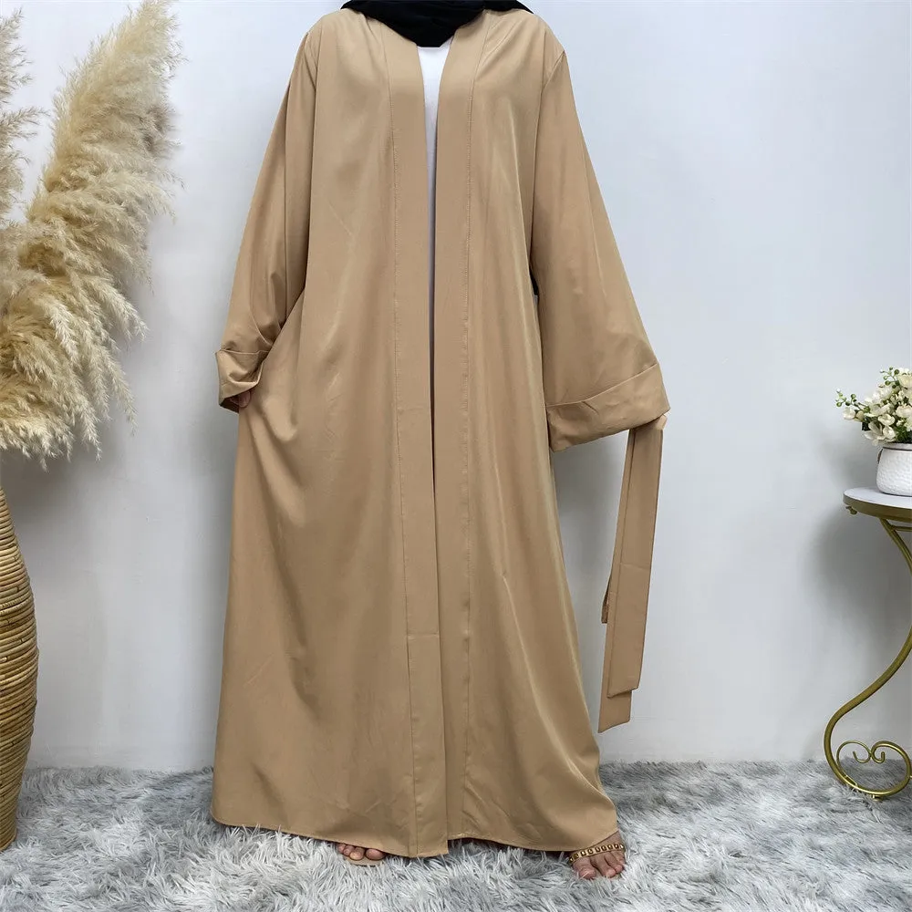 1763 plain muslim abaya cardigan dress