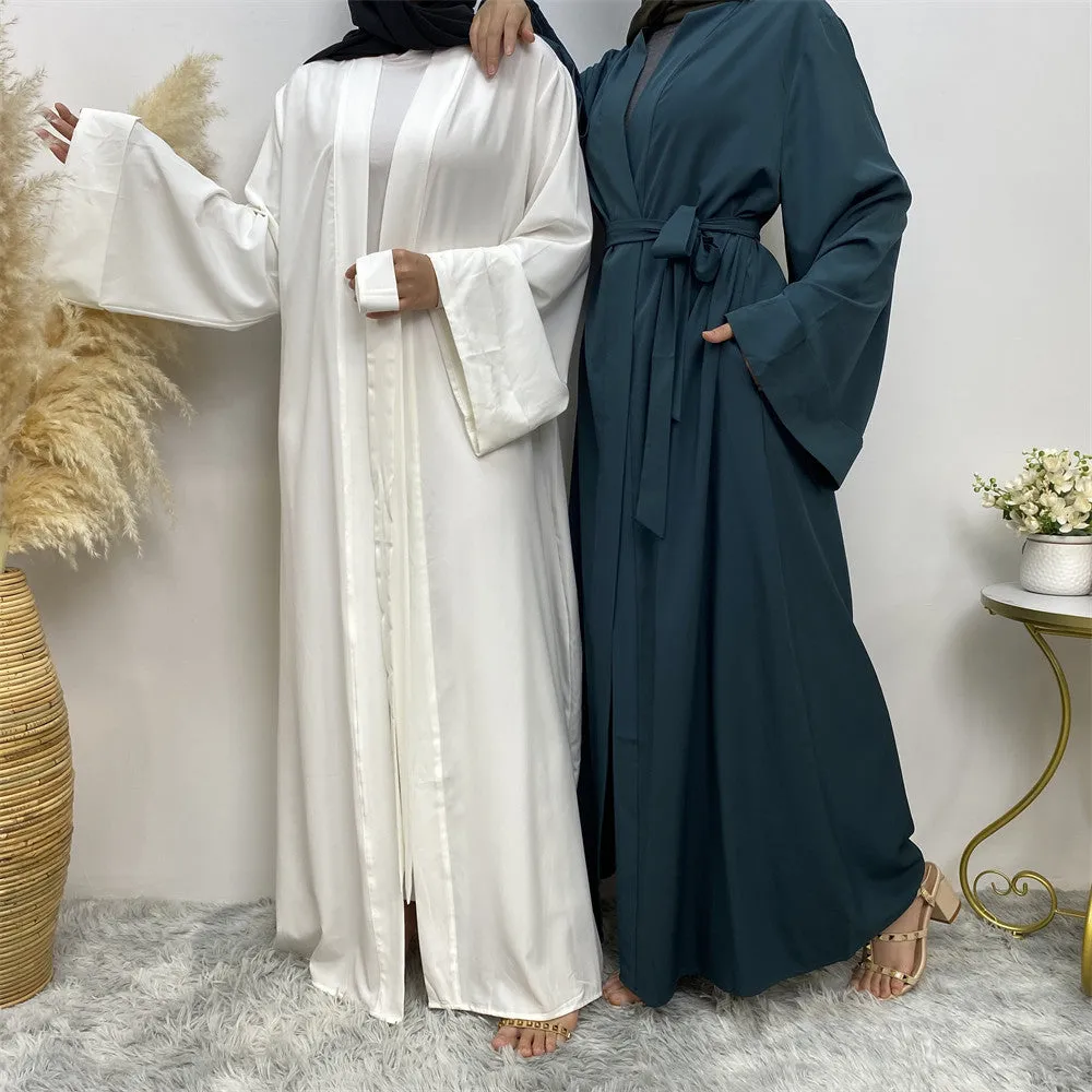 1763 plain muslim abaya cardigan dress