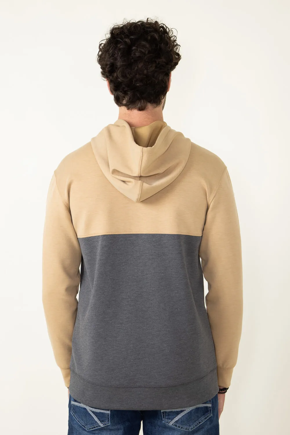 1897 Original Colorblock Hoodie for Men in Tan Charcoal | MJ981-TANCHARCOAL