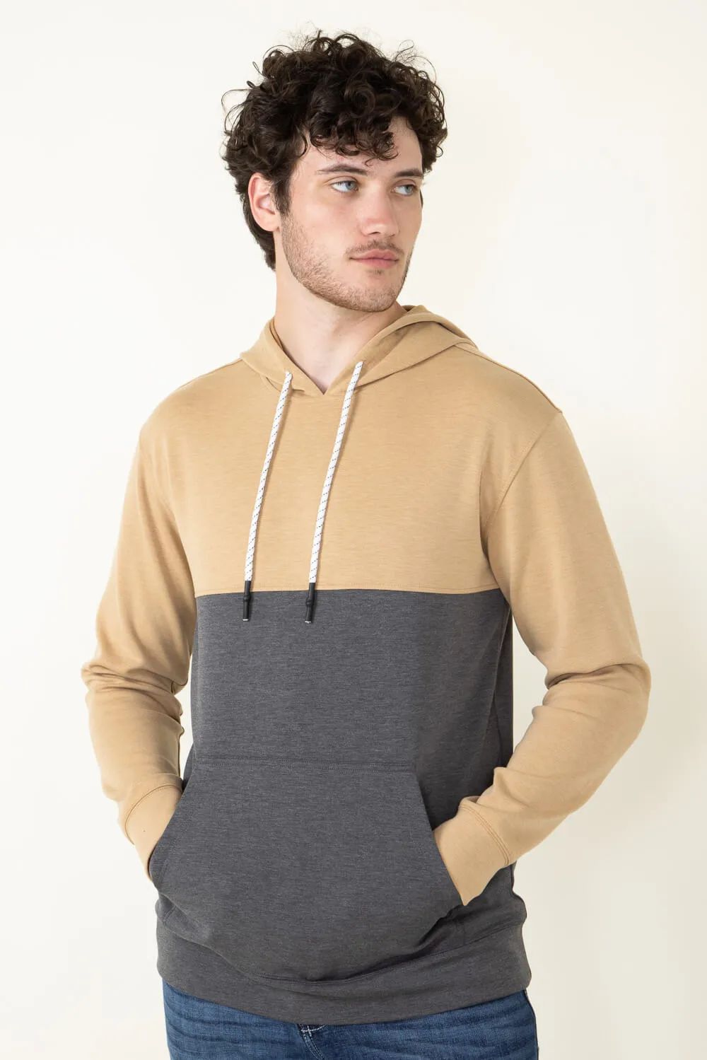 1897 Original Colorblock Hoodie for Men in Tan Charcoal | MJ981-TANCHARCOAL