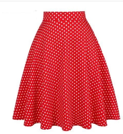 2023 Casual High Waist Cotton Daily Skirt For Summer Slim A-line Women Knee-length Office Big Swing Rockabilly Party 50s Skirts