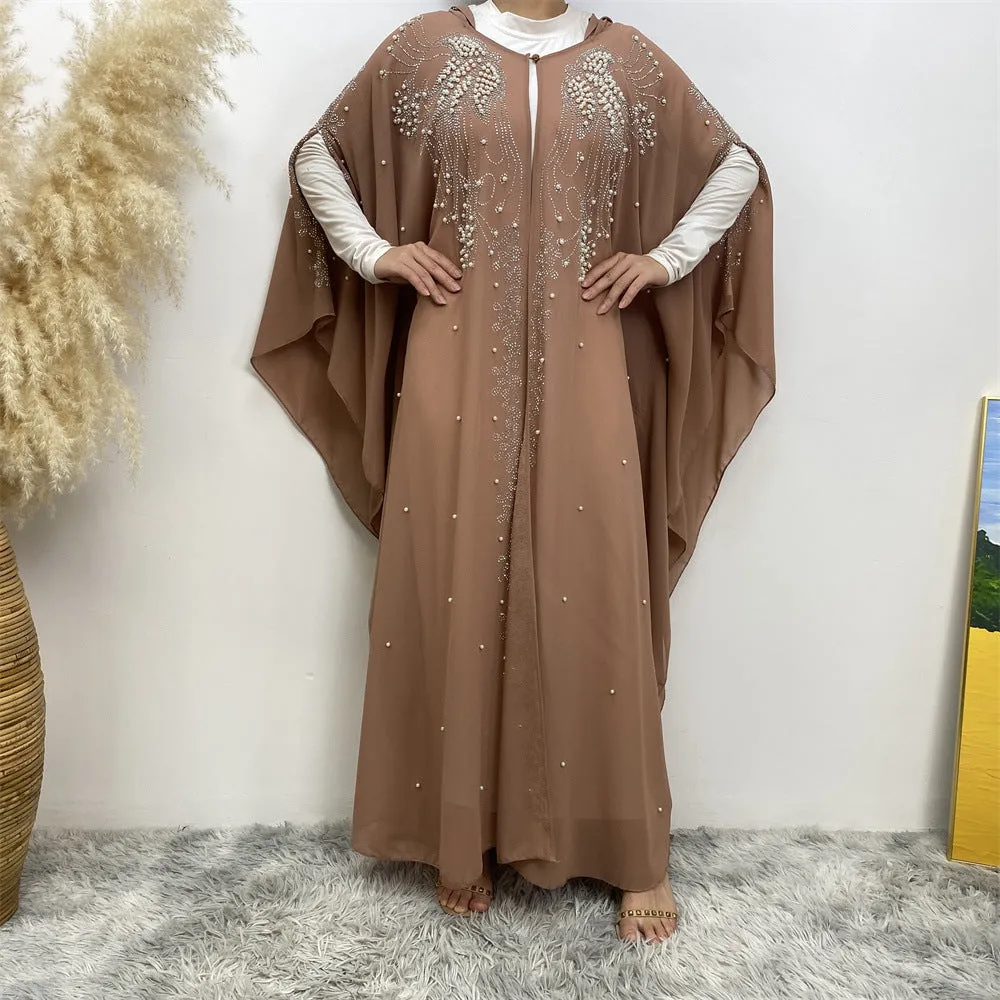 6741 plain stamping rhinestone cardigan abaya