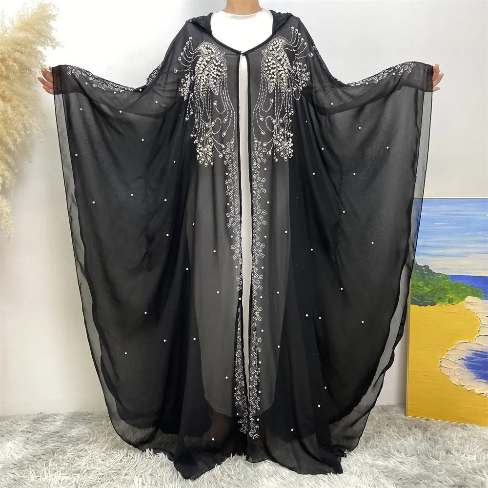 6741 plain stamping rhinestone cardigan abaya