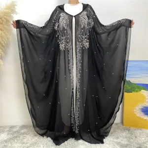 6741 plain stamping rhinestone cardigan abaya