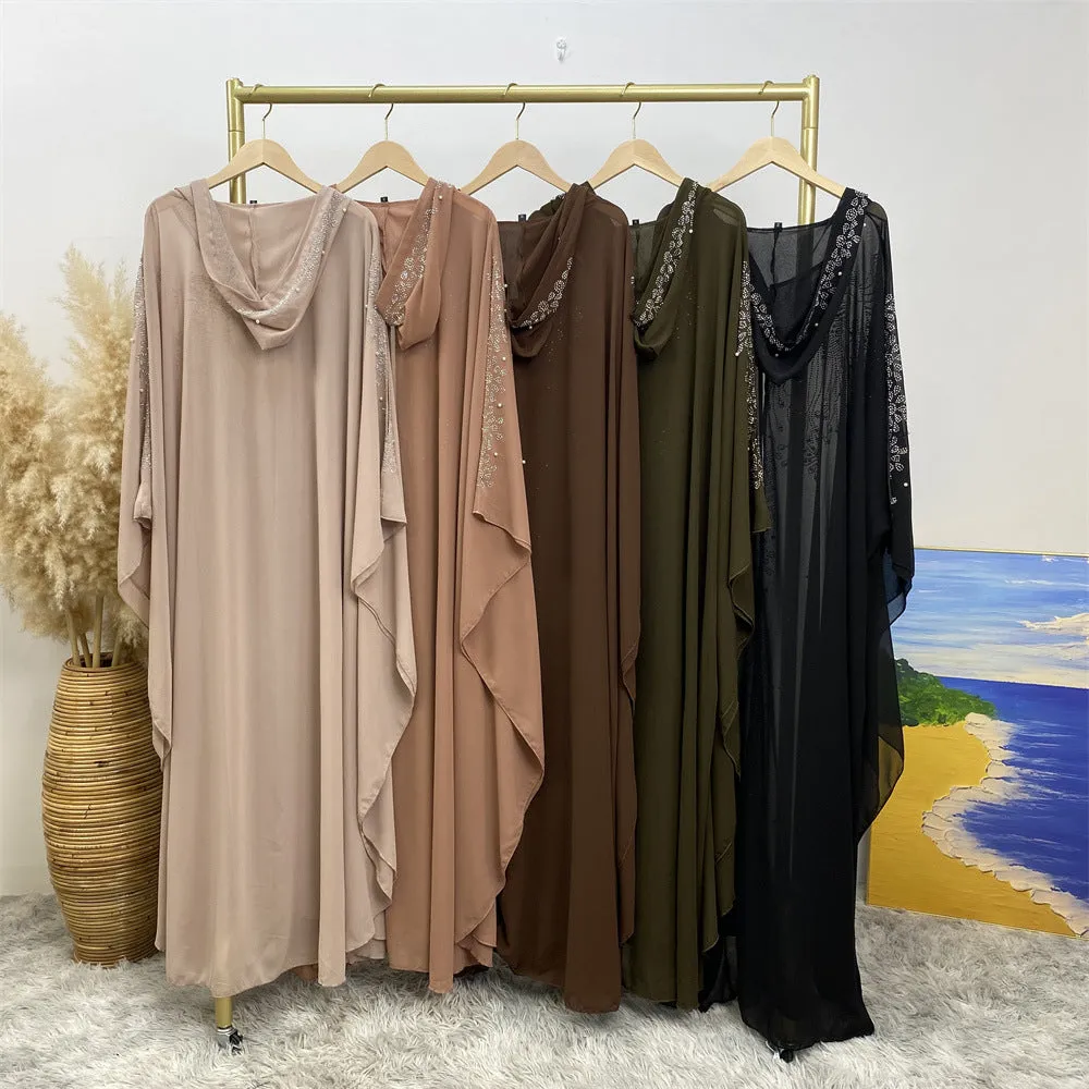 6741 plain stamping rhinestone cardigan abaya