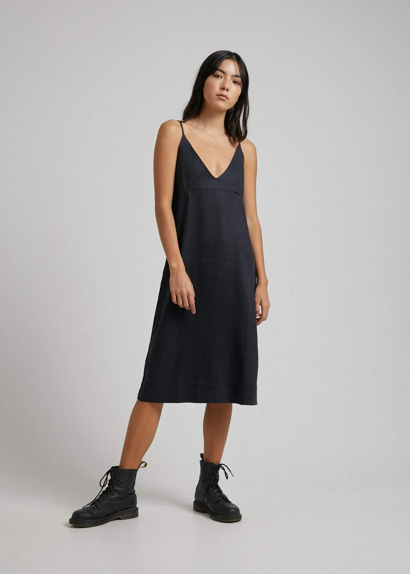 Afends Womens Madda - Hemp Slip Dress - Black