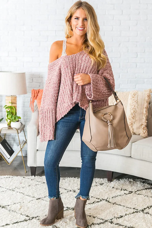 All The Goals Chenille Sweater in Blush