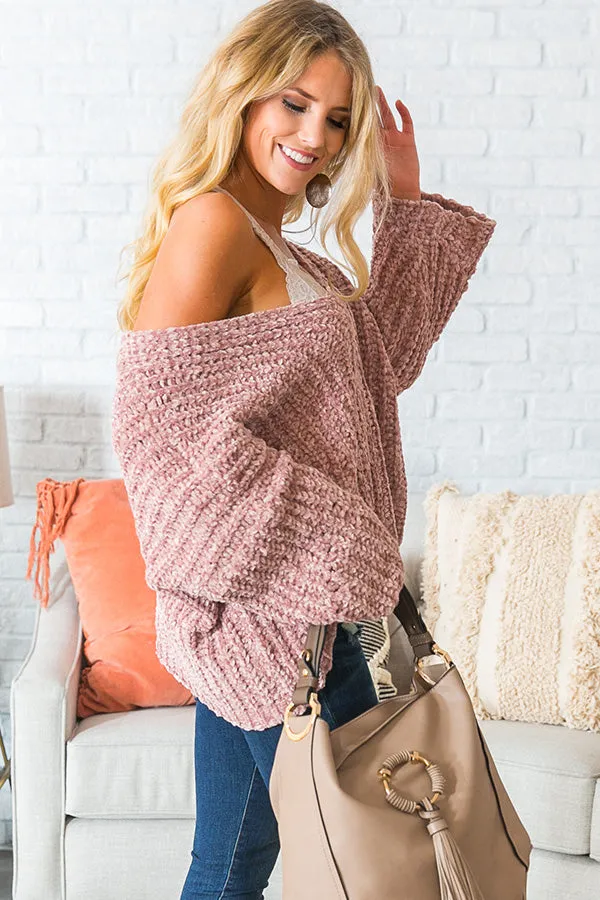 All The Goals Chenille Sweater in Blush