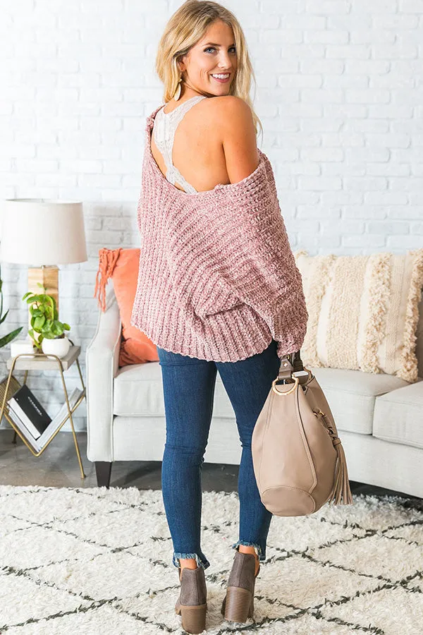 All The Goals Chenille Sweater in Blush