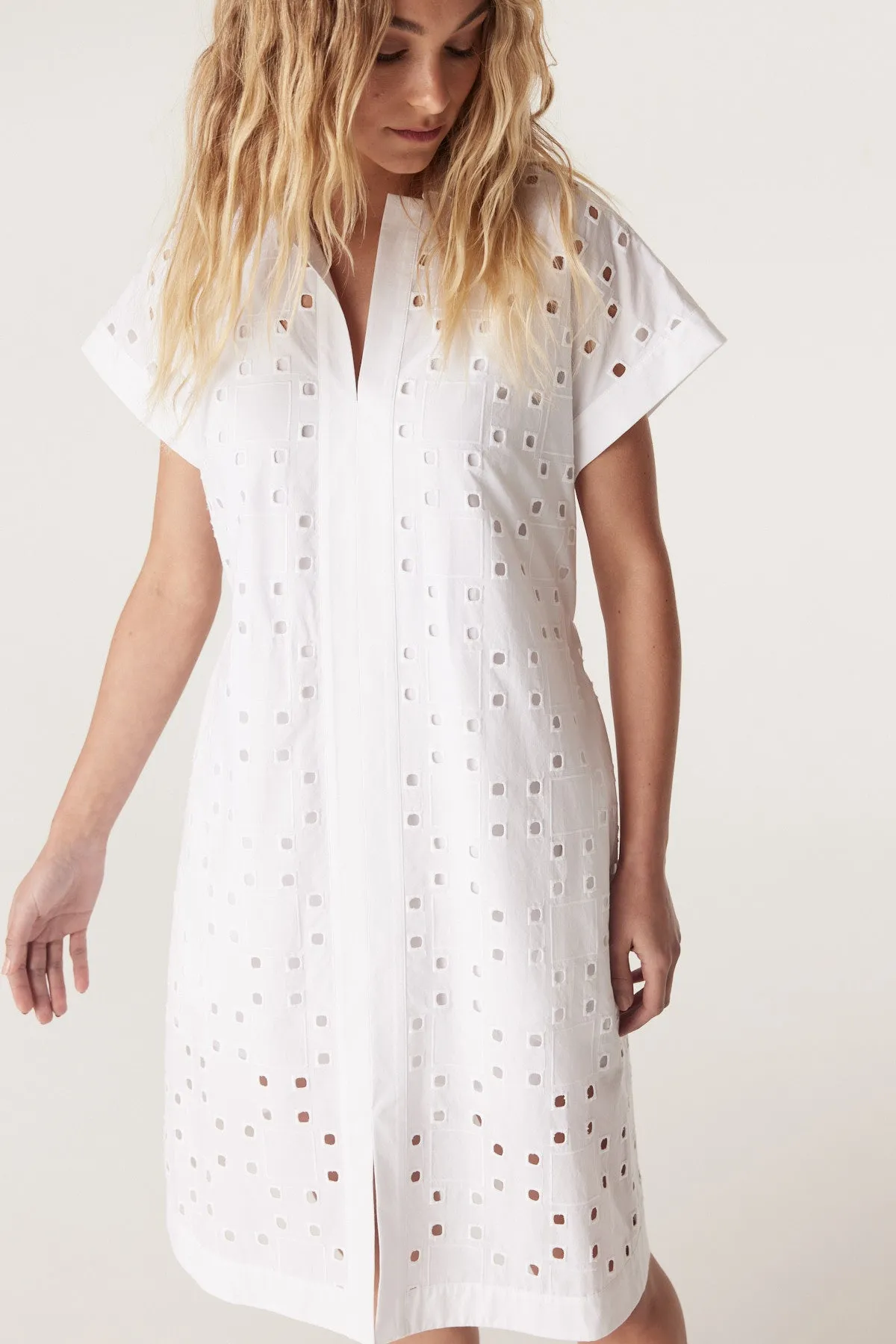 Ally Embroidered Dress  - White