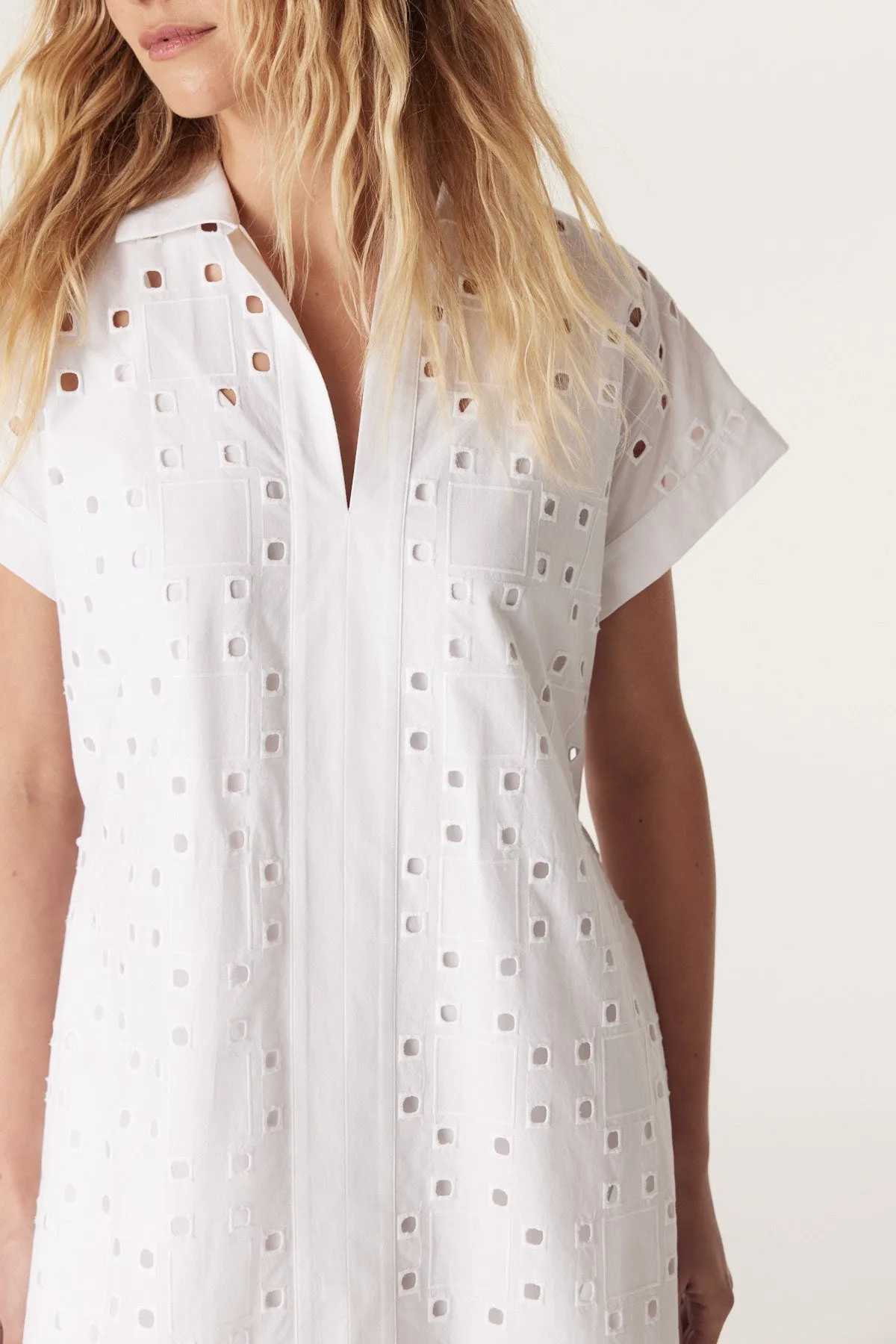 Ally Embroidered Dress  - White