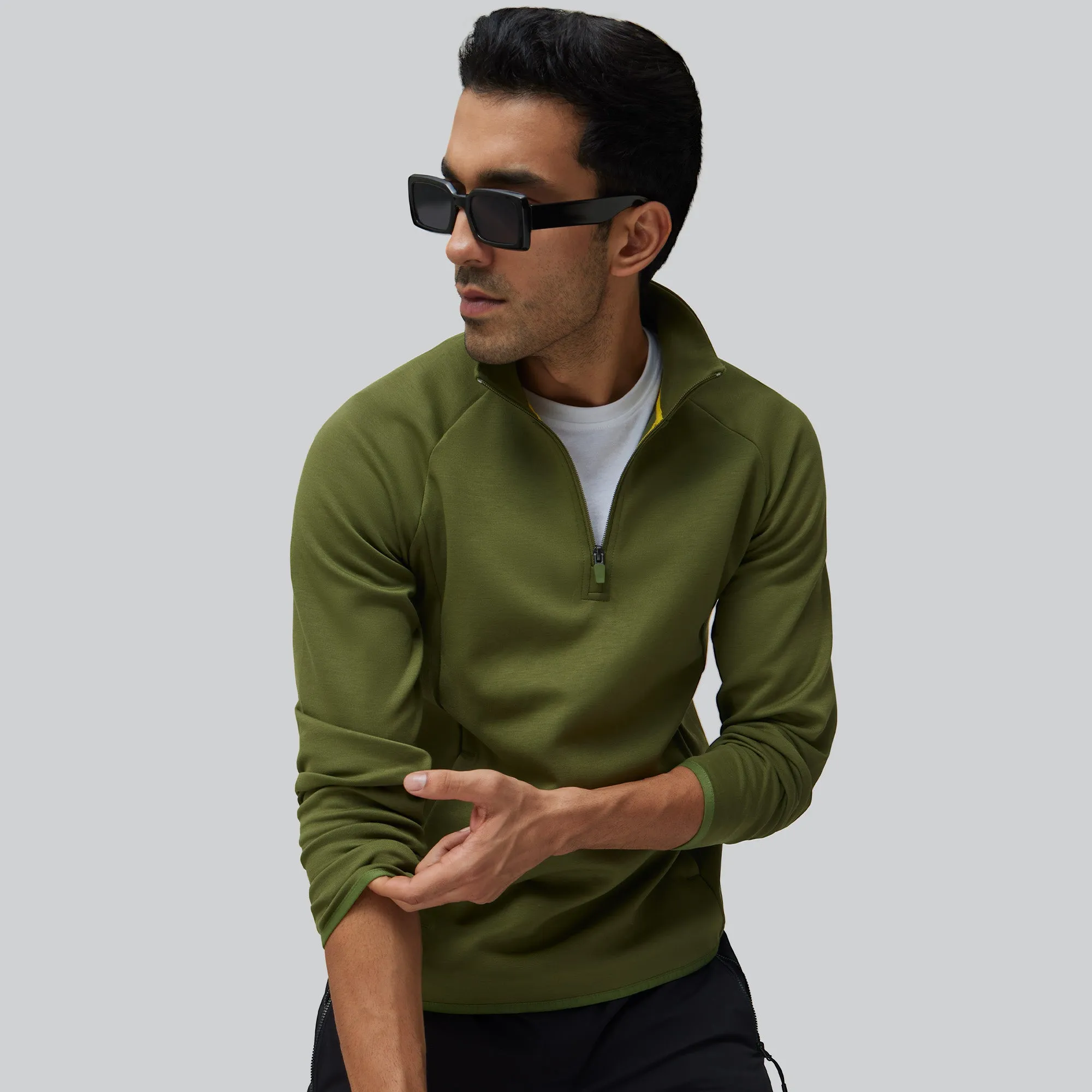 Alpha Half Zip Sweatshirt Olive Green