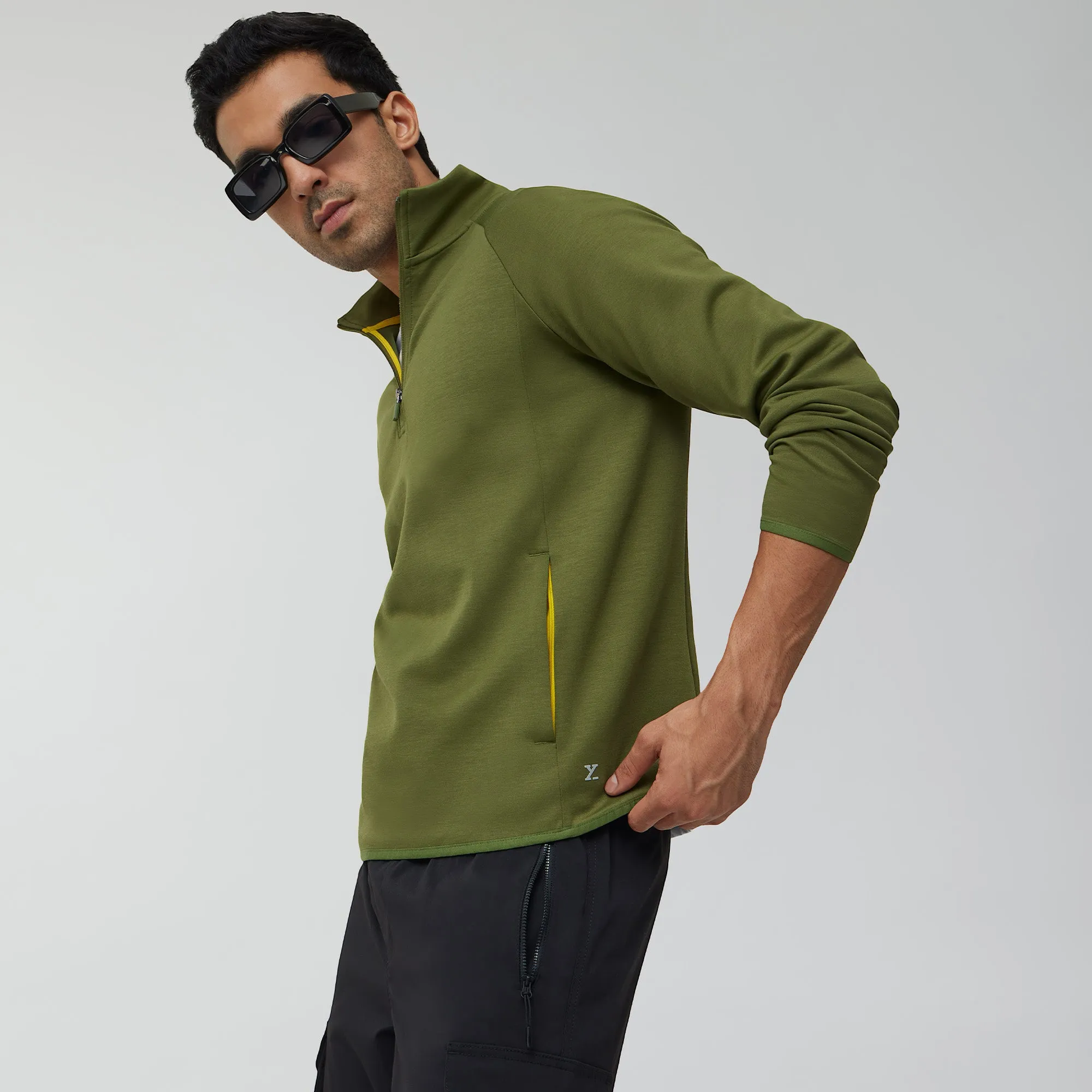 Alpha Half Zip Sweatshirt Olive Green