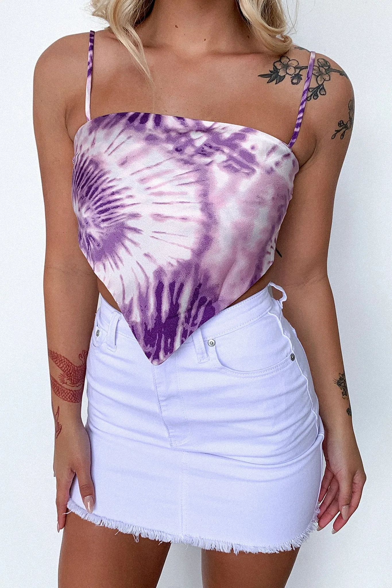 Anayanka Scarf Top - Purple Tie Dye