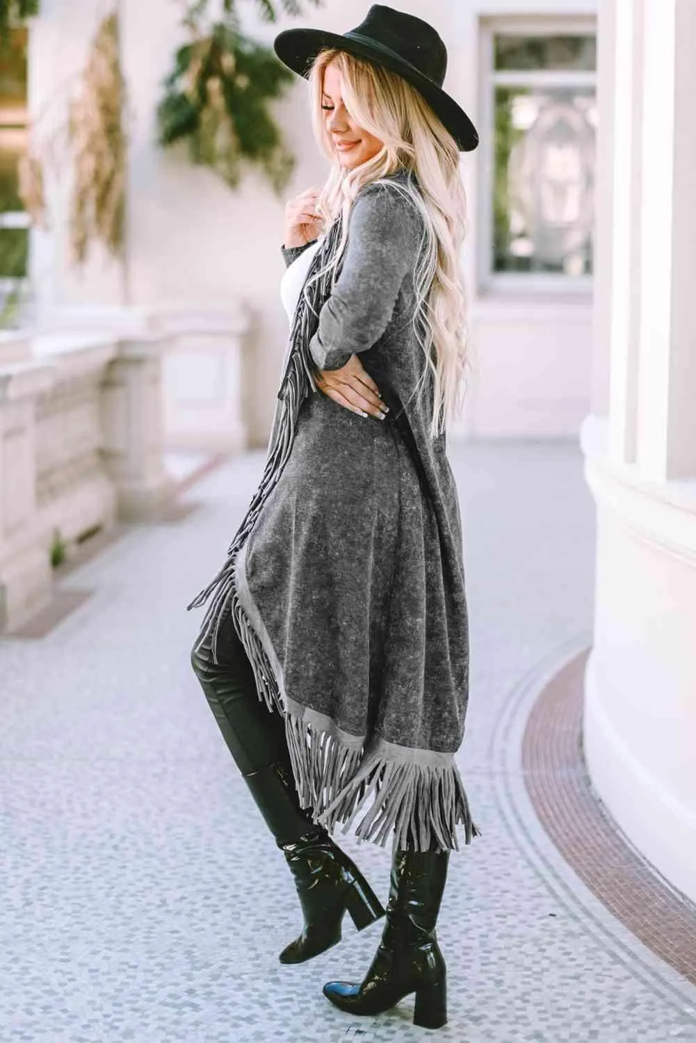 Angie Fringe Detail Long Sleeve Cardigan