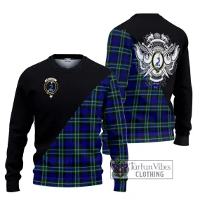 Arbuthnot Modern Tartan Ugly Sweater with Family Crest and Military Logo Style