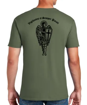 Archangel 6 4th OD Green 50-50 Blend (Black Design) Unisex PT Short Sleeve Shirt