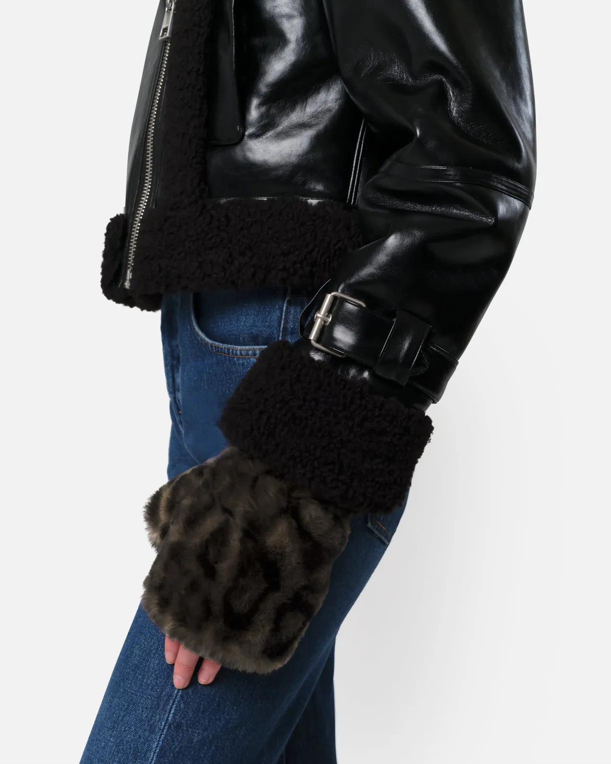 Ariel Fingerless Gloves in Dark Leopard