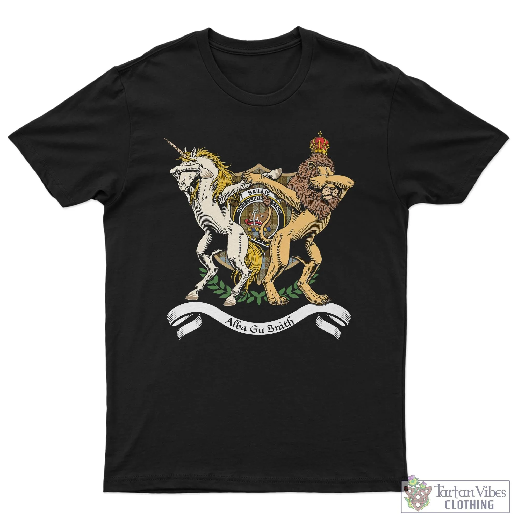 Baillie Dress Family Crest Cotton Men's T-Shirt with Scotland Royal Coat Of Arm Funny Style