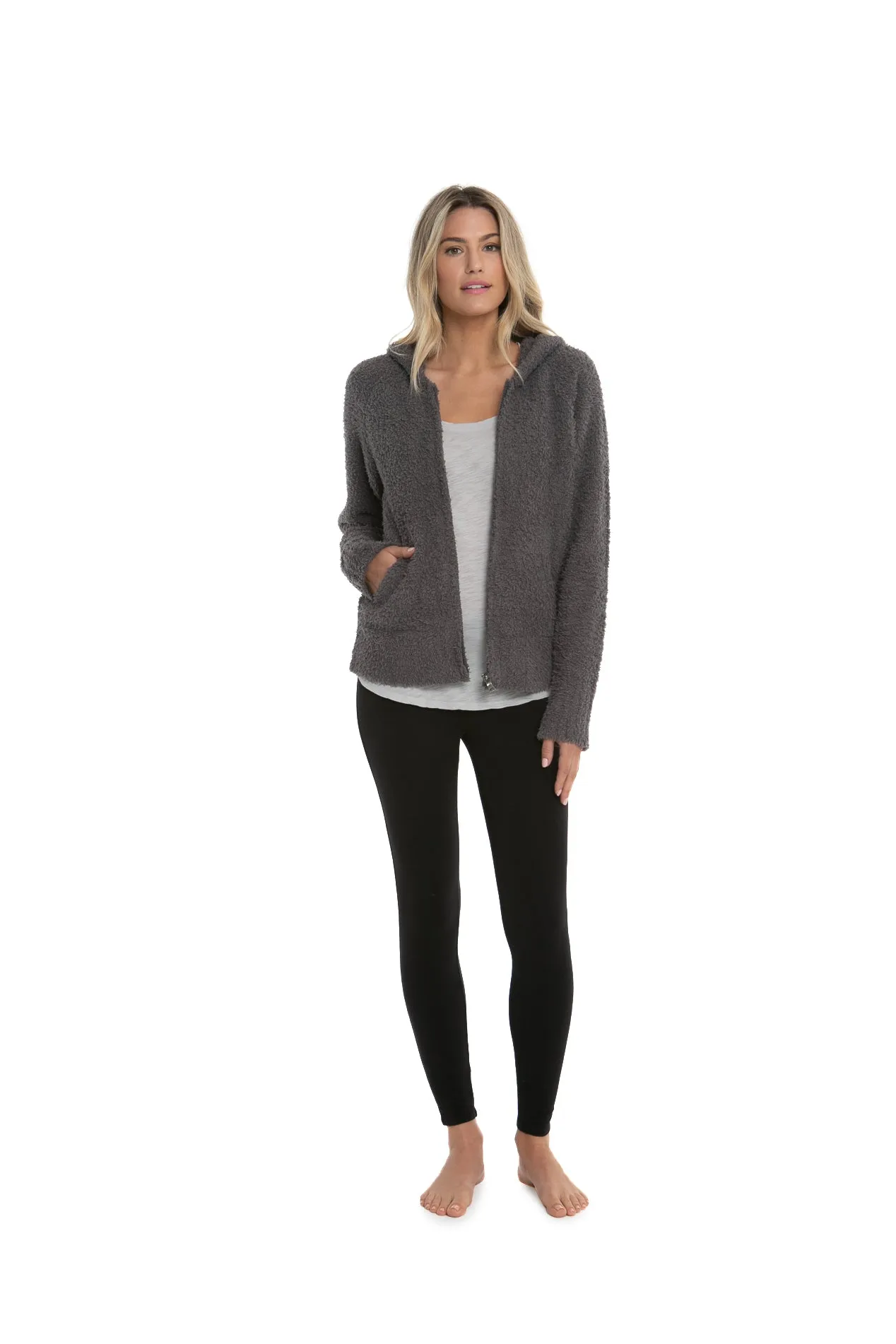 Barefoot Dreams - Cozychic Women's Relaxed Zip-Up Hoodie in Ash