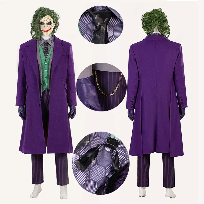 Batman The Dark Knight Rises Cosplay Joker Costume Coat Pants Vest Uniform Halloween Party Suit