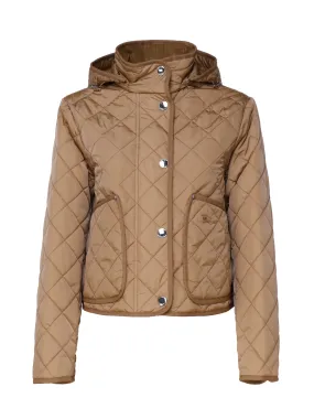 Beige Quilted Hooded Jacket