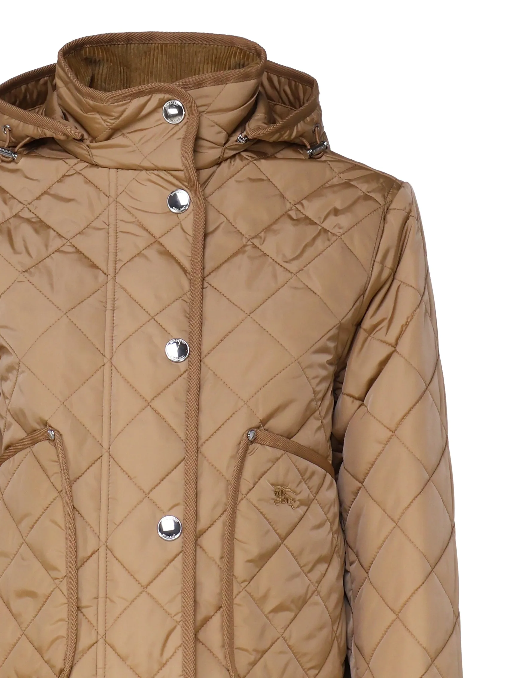 Beige Quilted Hooded Jacket