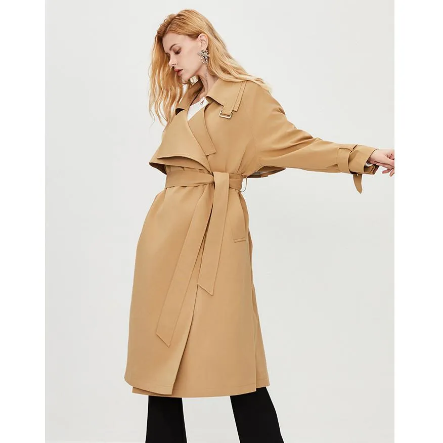 Belted Solid Color Wrap Coat