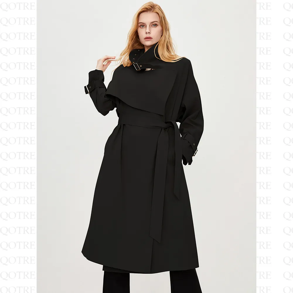 Belted Solid Color Wrap Coat