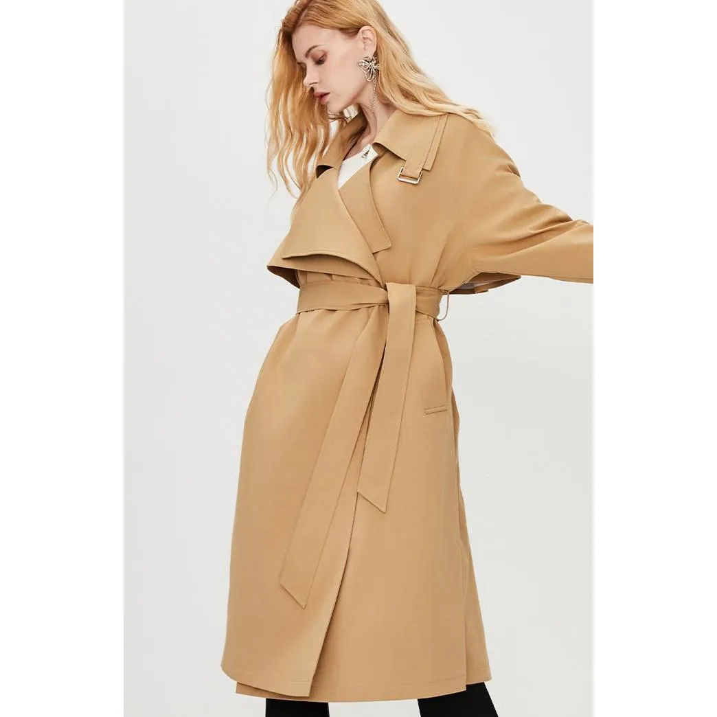 Belted Solid Color Wrap Coat