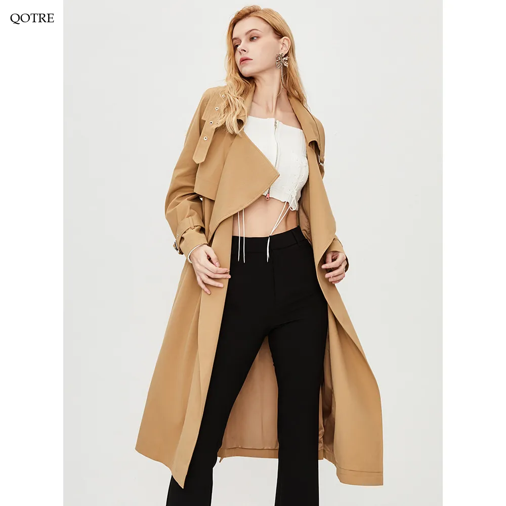 Belted Solid Color Wrap Coat