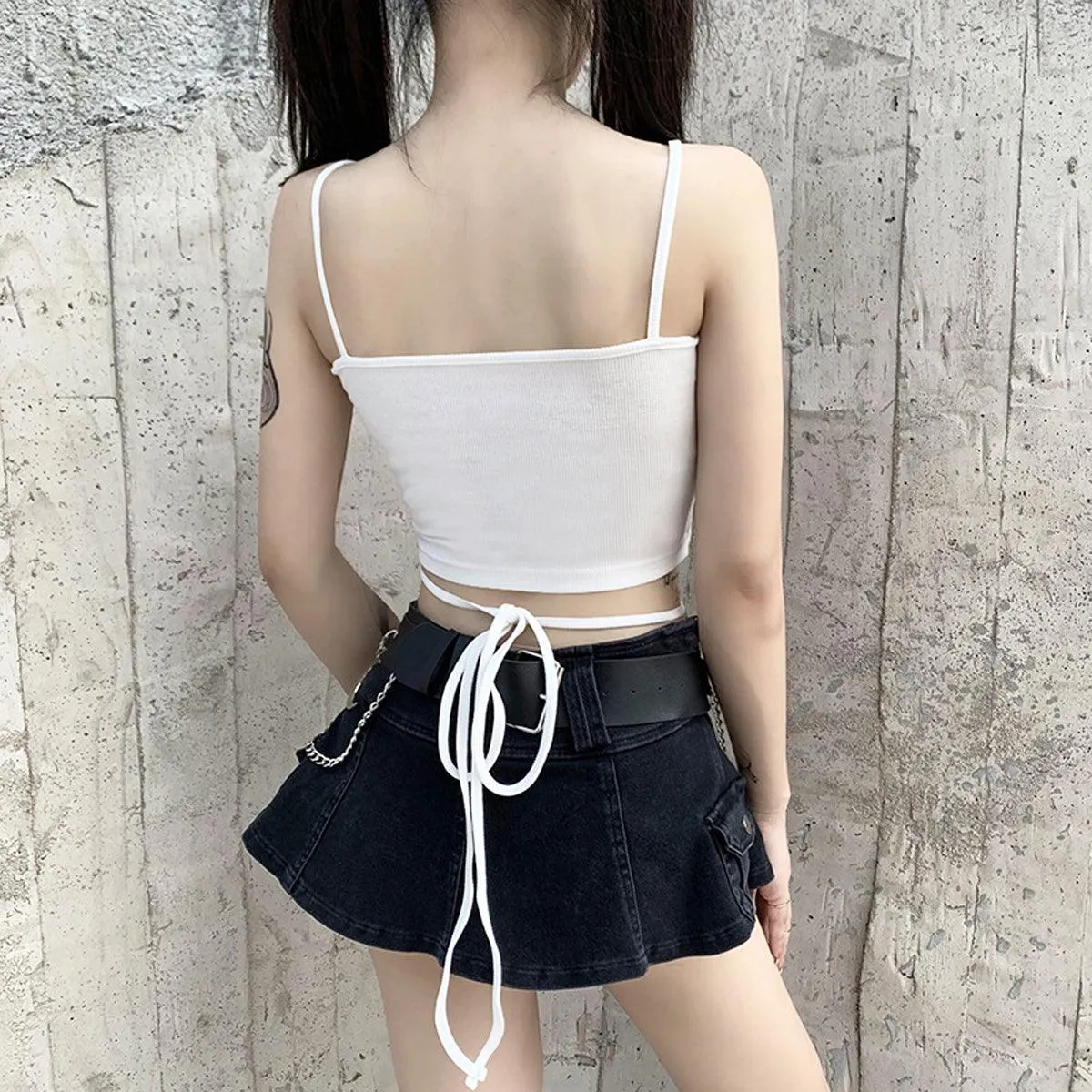 benpaolv Crescent Moon Rose Black Crop Top