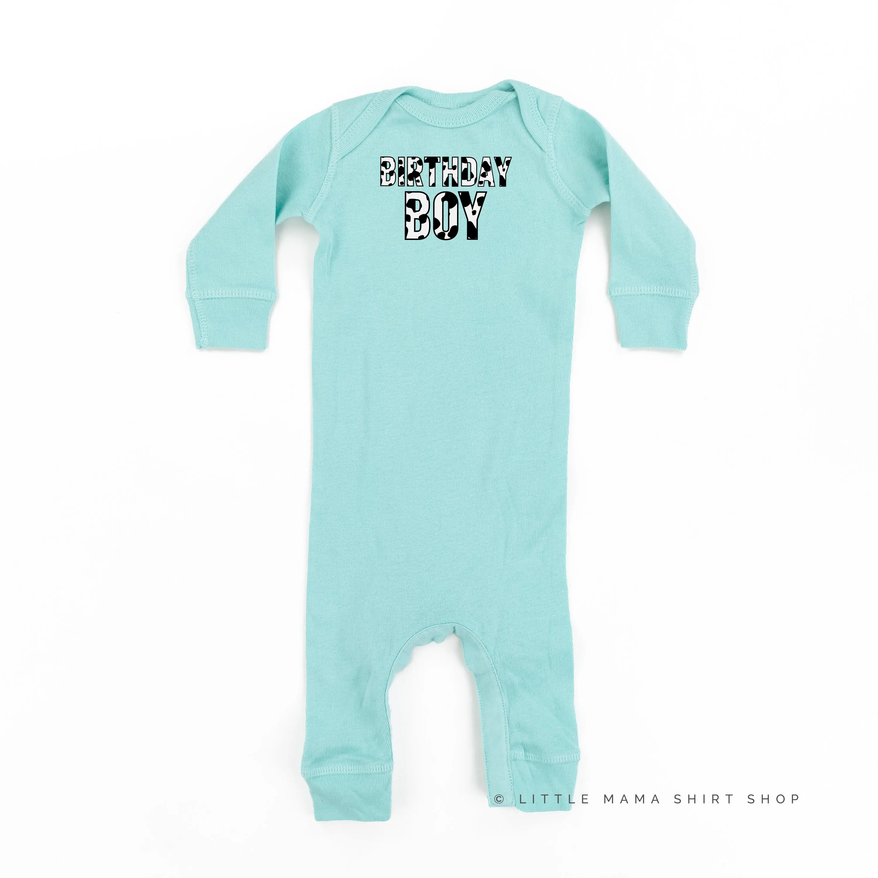 BIRTHDAY BOY - Cow Print - One Piece Baby Sleeper