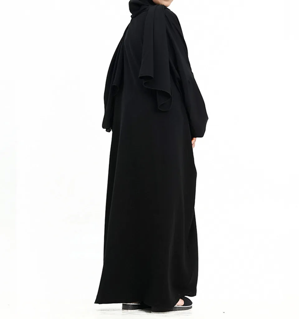 Black Instant Hijab Girls Abaya