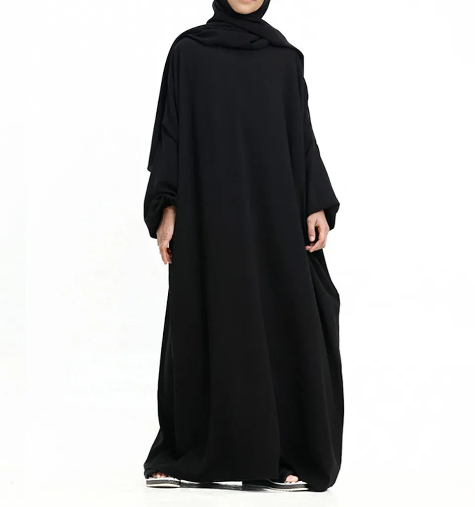 Black Instant Hijab Girls Abaya