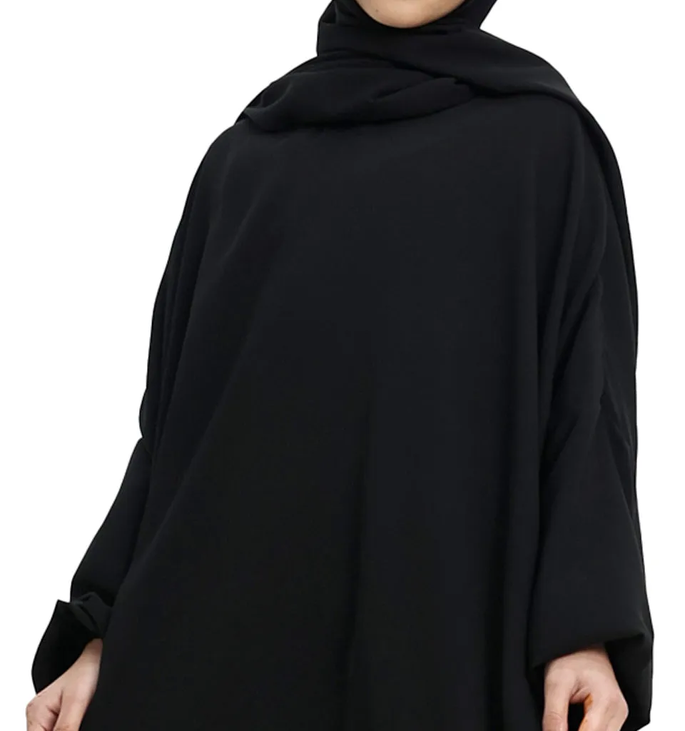 Black Instant Hijab Girls Abaya