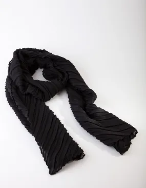 Black Long Plisse Scarf