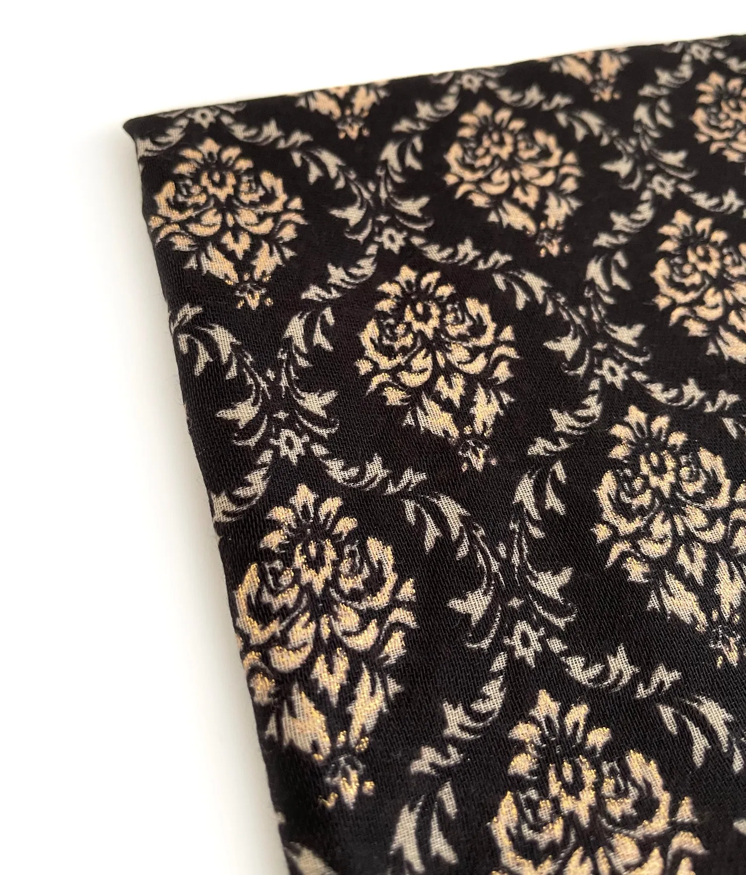 BLACK METALLIC PAISLEY PRINT PASHMINA SHAWL SCARF WITH STRIPES