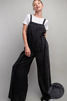 Black Mineral Washed Adjustable Jumpsuit