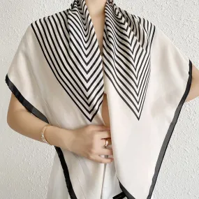 Block Stripes Monogram Silk Satin Square Scarf Wraps